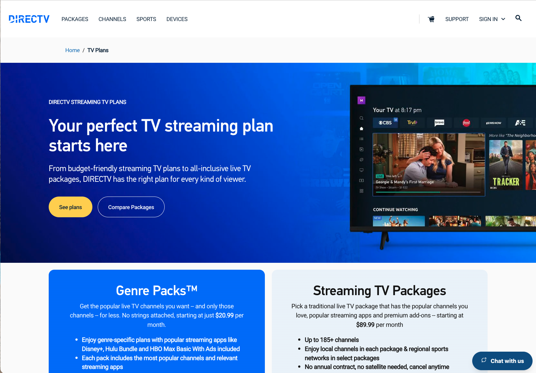 DIRECTV website screenshot