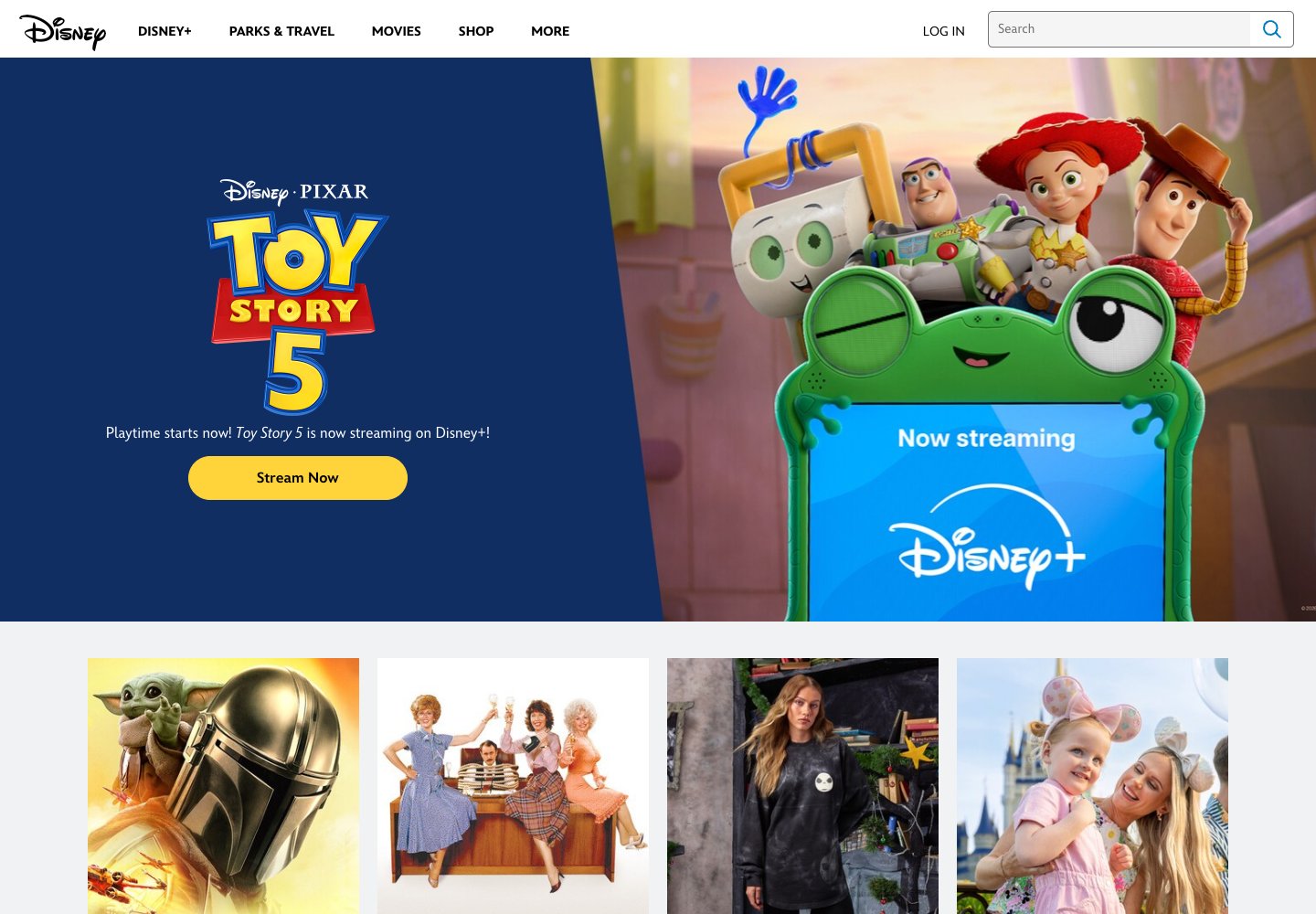 Disney website screenshot