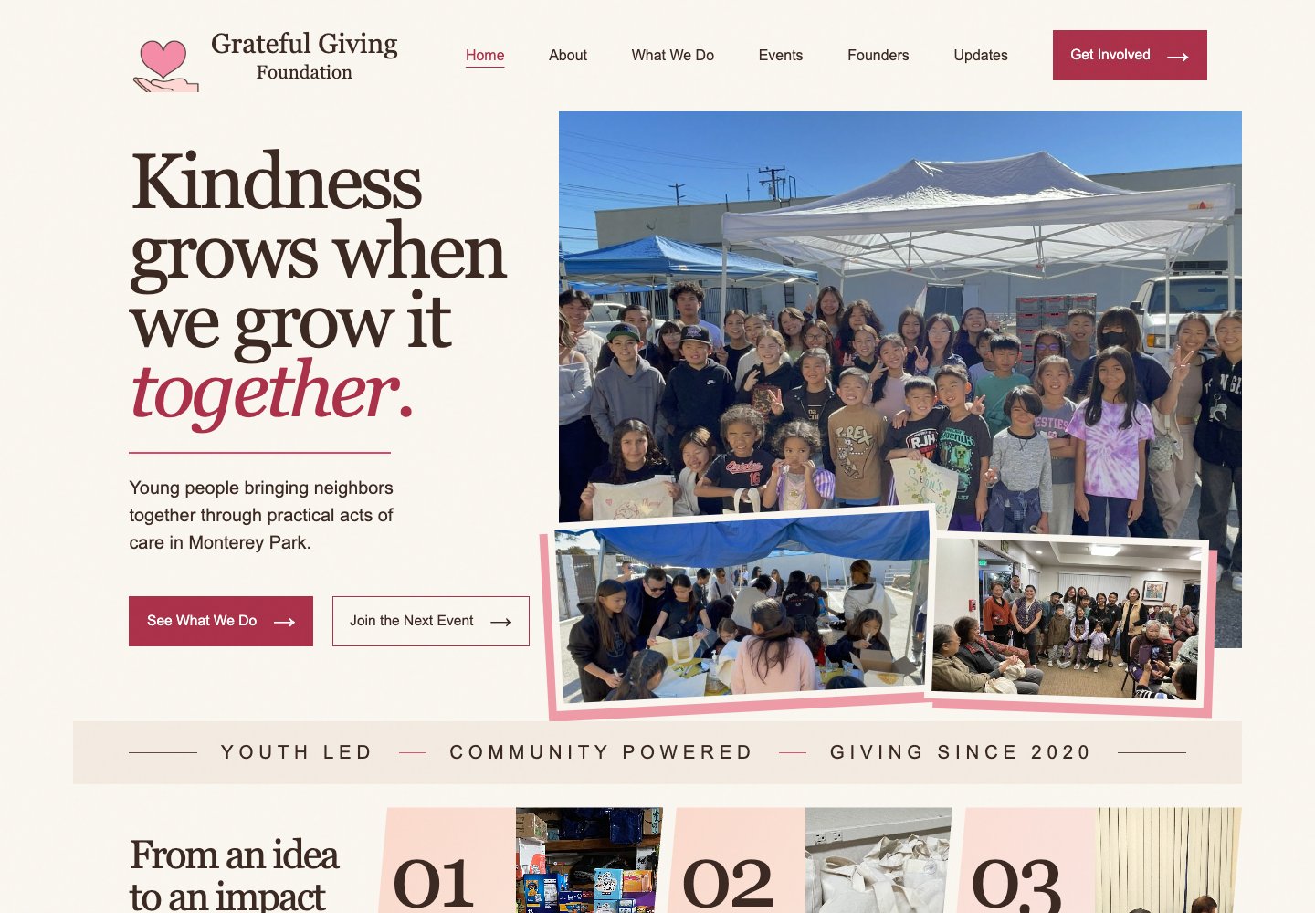 Grateful Giving Now website screenshot