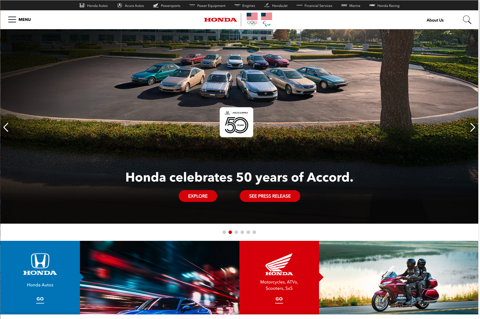 Honda website screenshot