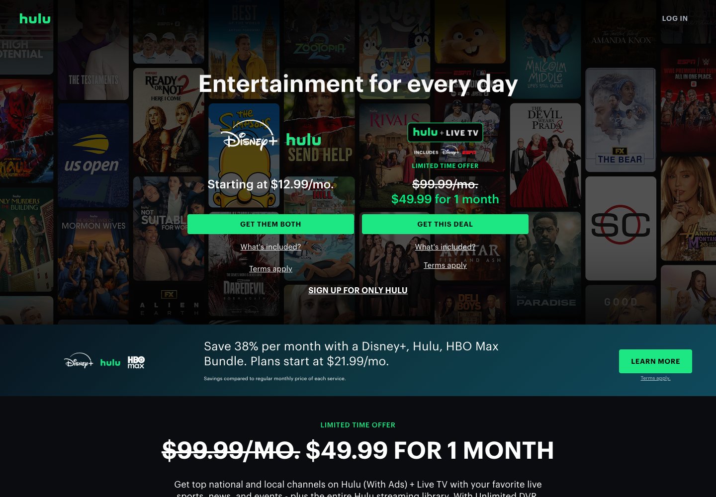 Hulu website screenshot