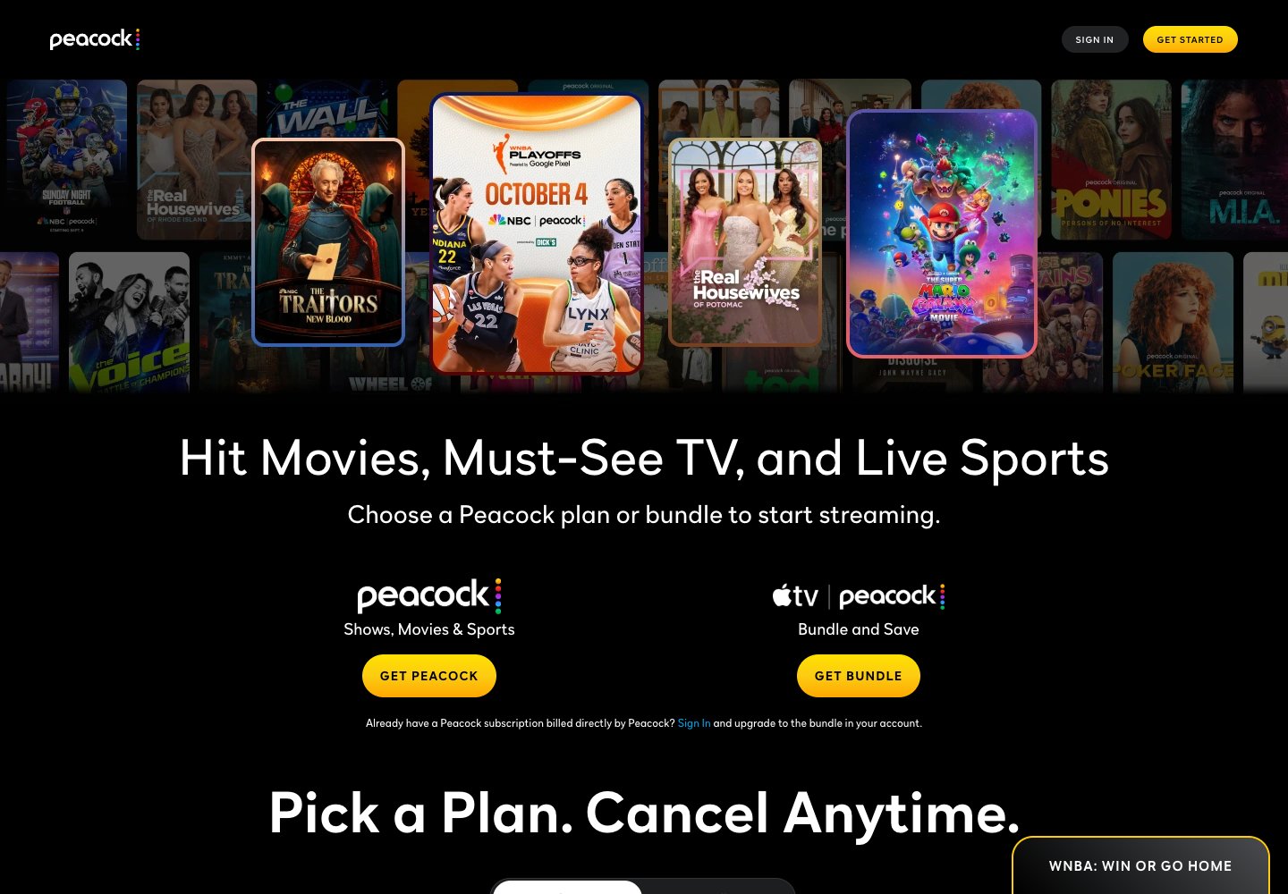 Peacock website screenshot