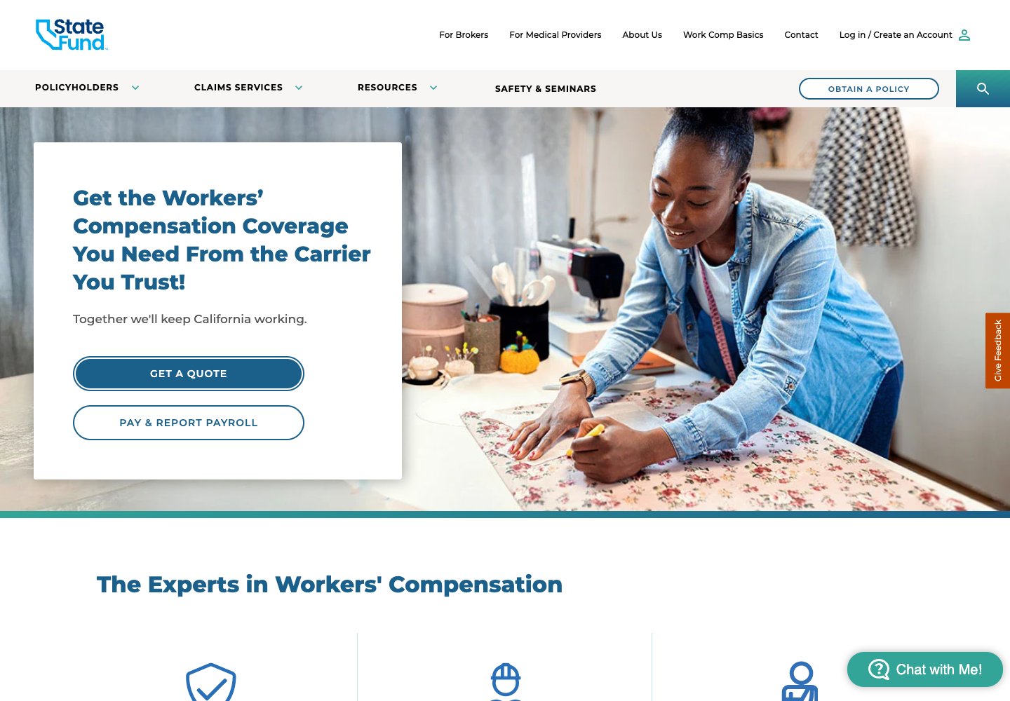 State Fund website screenshot